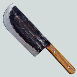 Heavy-duty butcher knife with 25 cm D2 steel blade and 18 cm Sheesham wood handle. Perfect for professional meat cutting and butchering tasks.