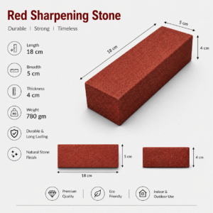 Red Sharpening Stone 18x5x4 cm (780gm) – Natural Knife Sharpening Stone