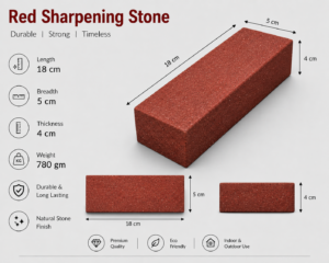 Natural red sharpening stone 18x5x4 cm 780gm for knife sharpening