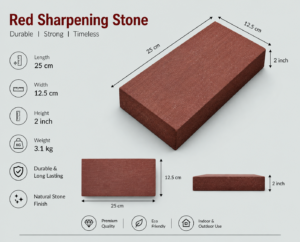 Red sharpening stone 25x12.5 cm heavy duty 3.1kg for knife sharpening