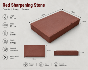 Red sharpening stone 30x20 cm heavy duty 5.9kg for knife sharpening
