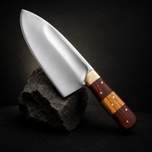 AdhaKen AKLE003 250g High Carbon Steel Butcher Knife with Sheesham Wood and Brass Handle